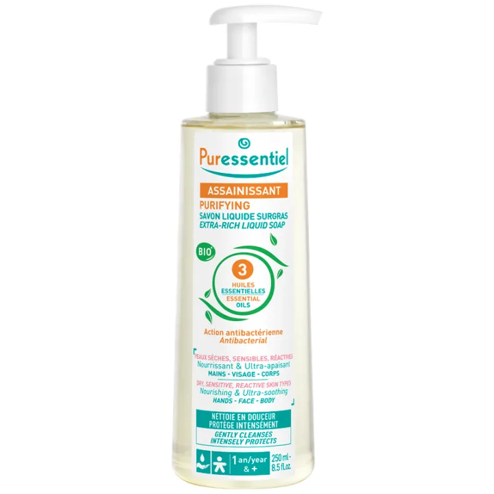 Savon liquide assainissant 3 huiles essentielles 250 ml Puressentiel