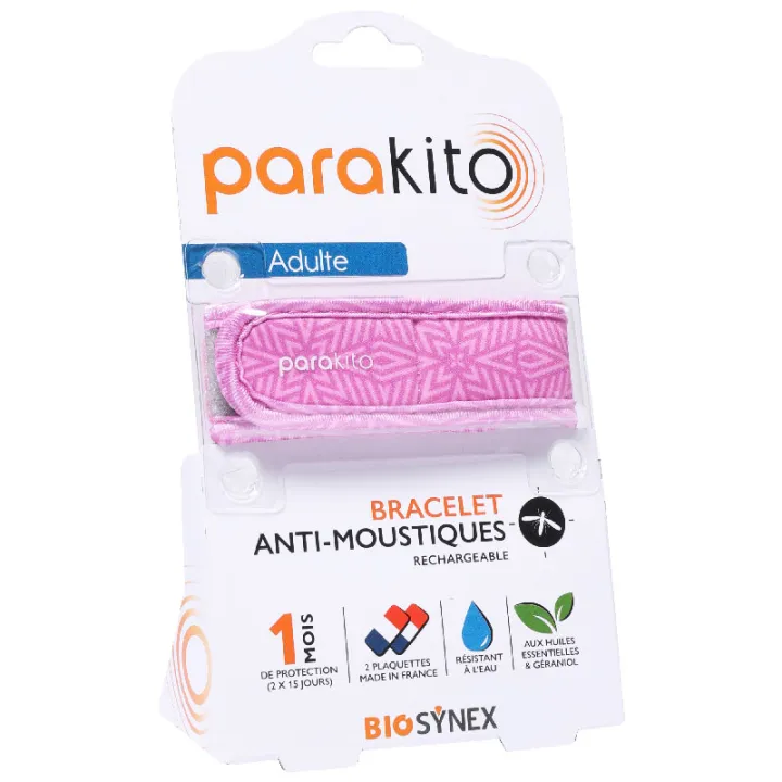 Parakito Bracelet Anti-Moustiques Rechargeable Adulte - Motif Violet