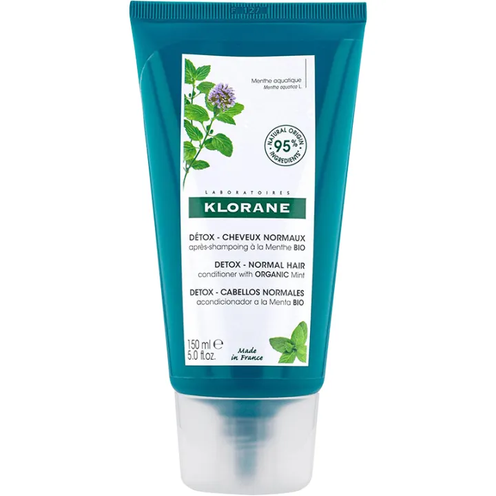 Klorane Détox Après-Shampoing Menthe Aquatique Bio Cheveux Normaux 150 ml
