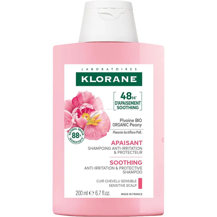 Klorane Apaisant Shampoing à la Pivoine Bio – Cuir Chevelu Sensible 200 ml