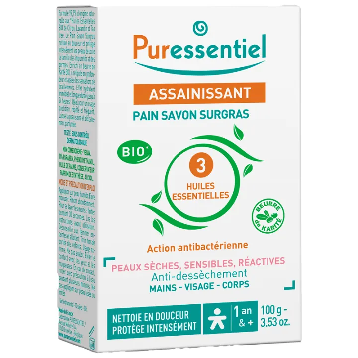 Pain de savon assainissant 3 huiles essentielles 100 g Puressentiel