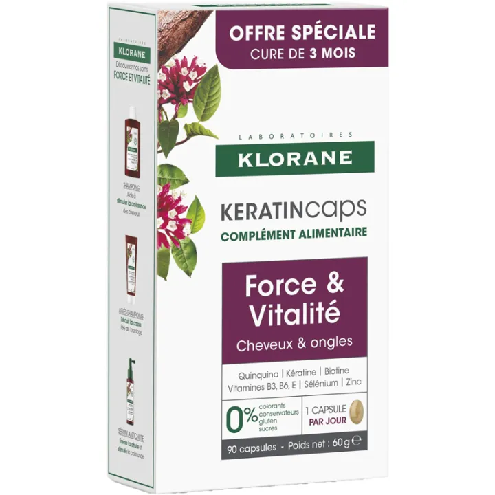 Klorane Keratin Caps Force & Vitalité Cheveux & Ongles - 90 capsules