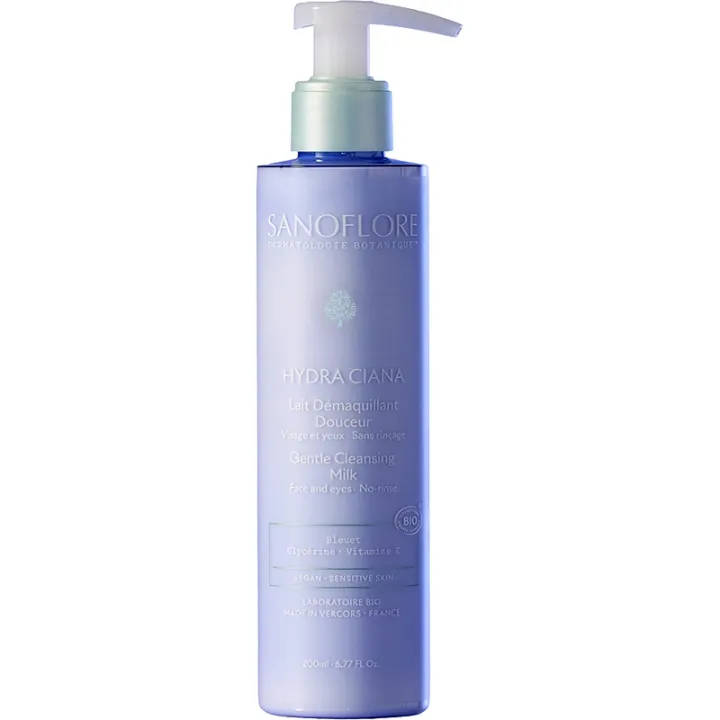 Sanoflore Hydra Ciana Lait Démaquillant Douceur Bio au Bleuet 200 ml