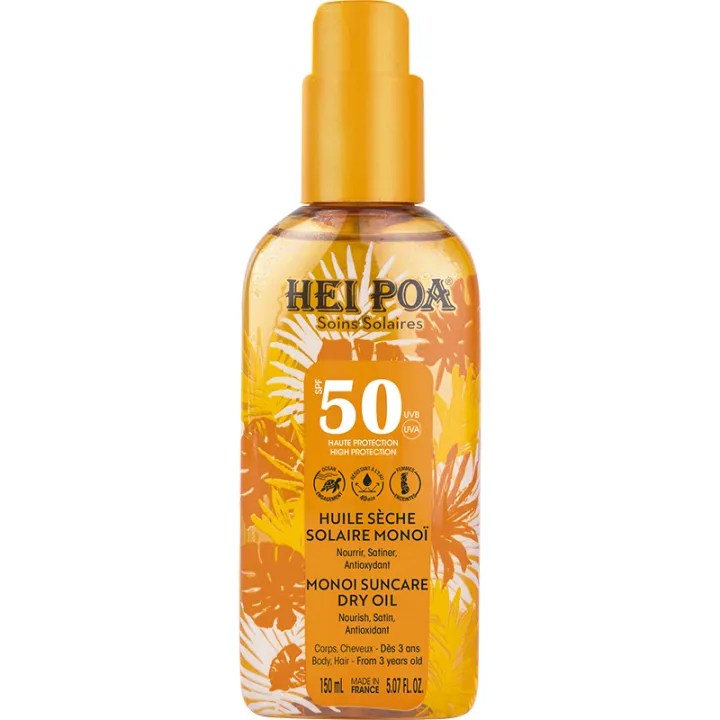 Hei Poa Huile Sèche Solaire Monoï SPF50 150 ml
