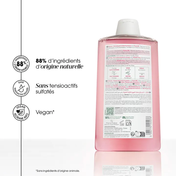 Klorane Apaisant Shampoing à la Pivoine Bio – Cuir Chevelu Sensible 200 ml