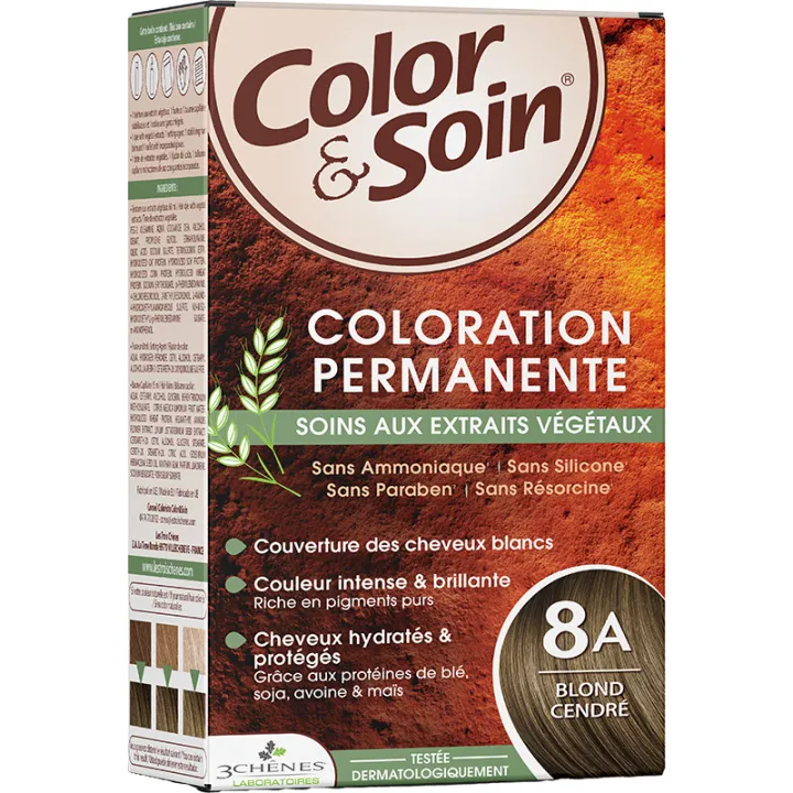 3 Chênes Color & Soin Coloration Permanente Cheveux Blonds 8A Blond Cendré