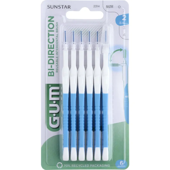 Sunstar GUM Bi-Direction Brossettes Interdentaires 0,9 mm x6