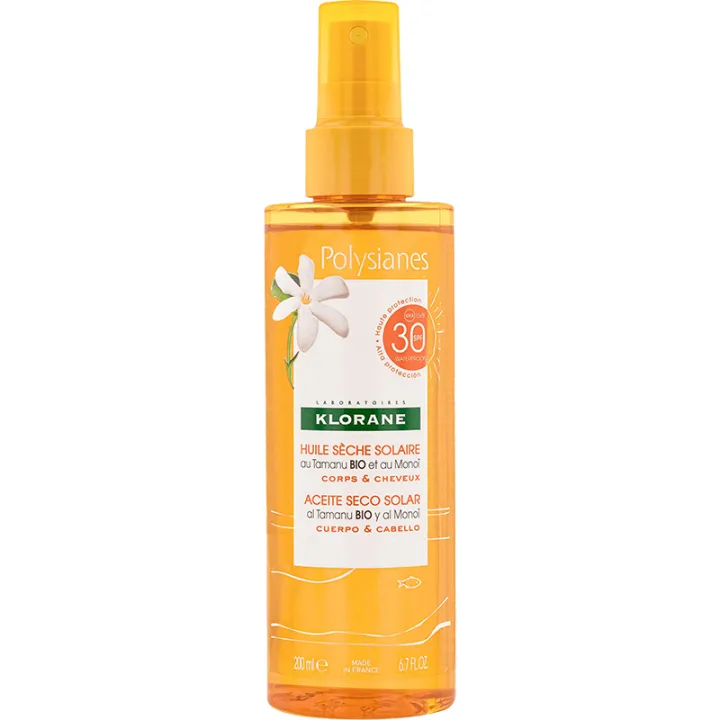 Klorane Polysianes Huile Sèche Solaire SPF30 Monoï 150 ml