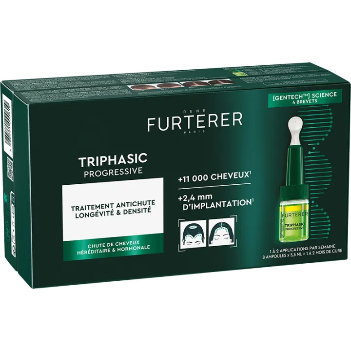 René Furterer Triphasic Progressive Soin Fortifiant Longévité & Densité - 8 ampoules de 5,5 ml