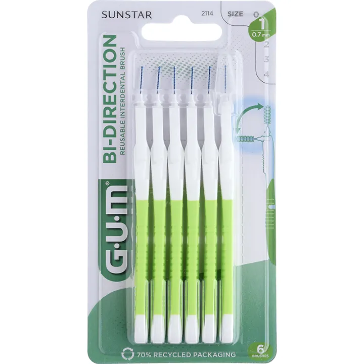 Sunstar GUM Bi-Direction Brossettes Interdentaires 0,7 mm x6