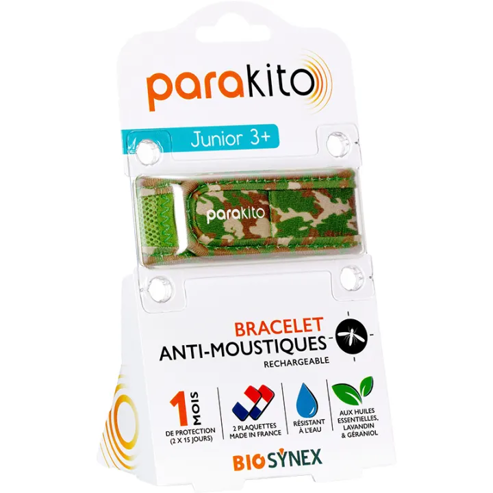 Parakito Bracelet Anti-Moustiques Rechargeable Junior 3+ - Motif Camouflage
