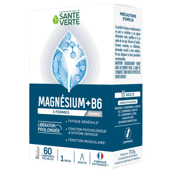 Magnésium 3 formes 360 mg 60 comprimés – Santé Verte