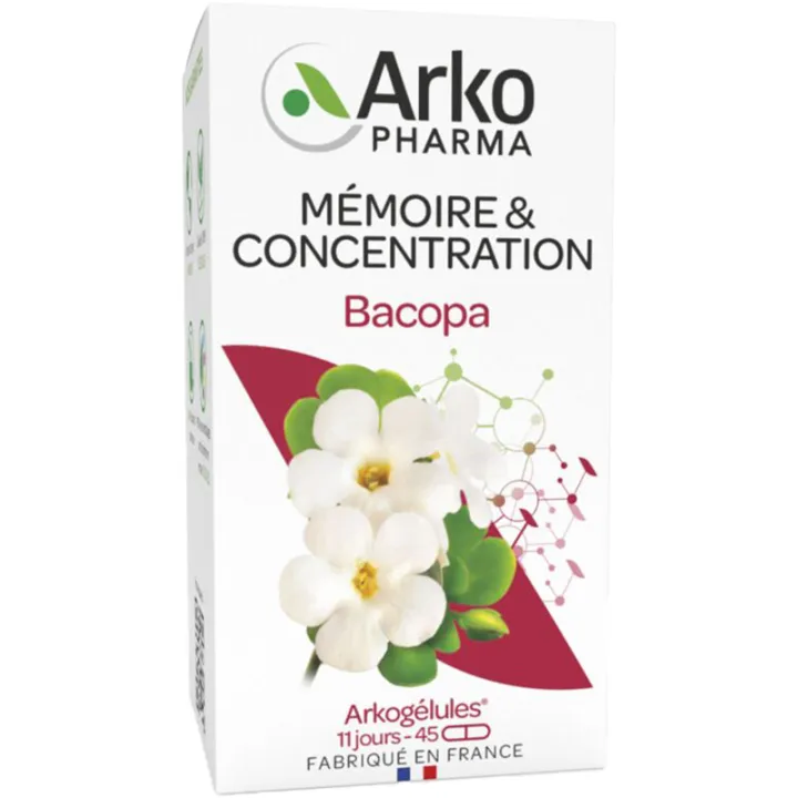 Arkopharma Arkogélules Bacopa Mémoire et Concentration 45 gélules