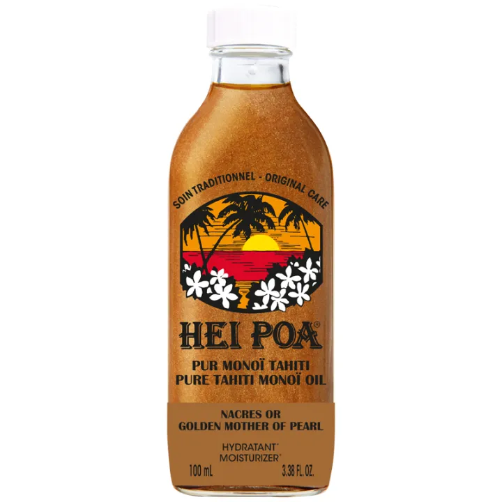 Hei Poa Pur Monoï de Tahiti Nacres Or 100ml