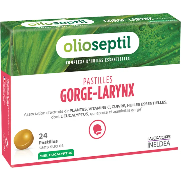 Olioseptil Pastilles Gorge-Larynx Miel-Eucalyptus - 24 pastilles