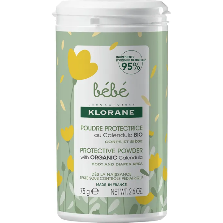 Klorane Bébé Poudre Protectrice au Calendula Bio Sans Talc 75 g