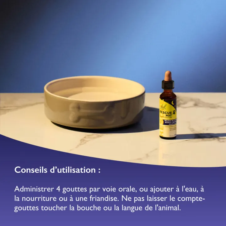 Rescue Pets Nuit Fleurs de Bach pour Chiens et Chats - Sans alcool - 20 ml