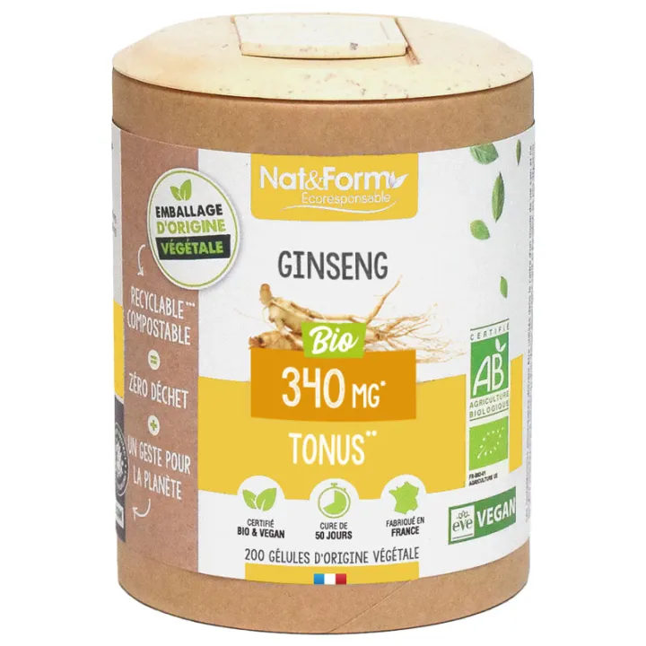 Nat & Form Ginseng Bio 200 Gélules Végétales