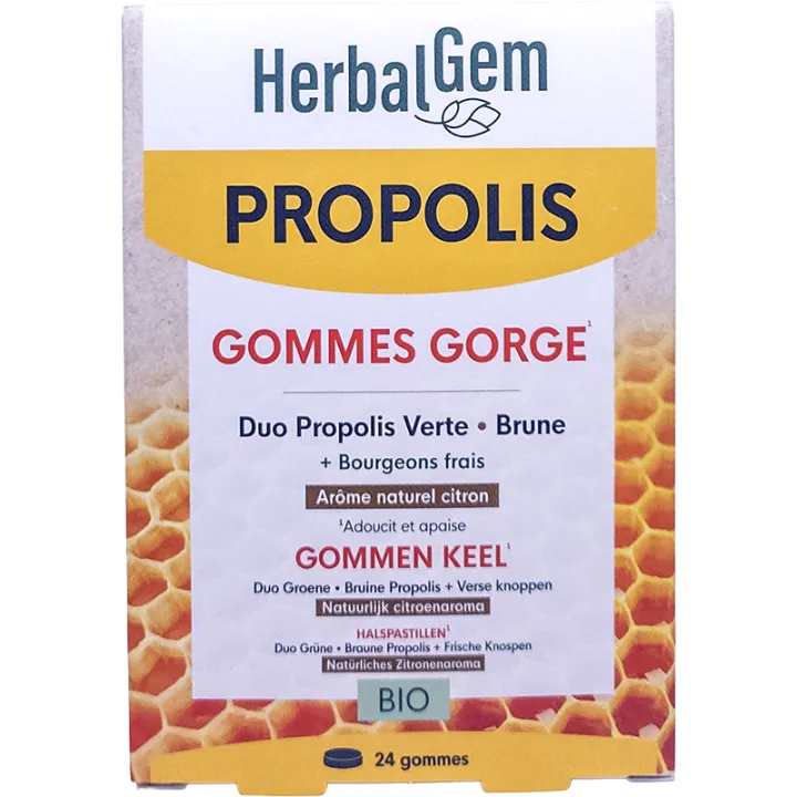 Gommes Gorge Propolis Bio 24 gommes HerbalGem