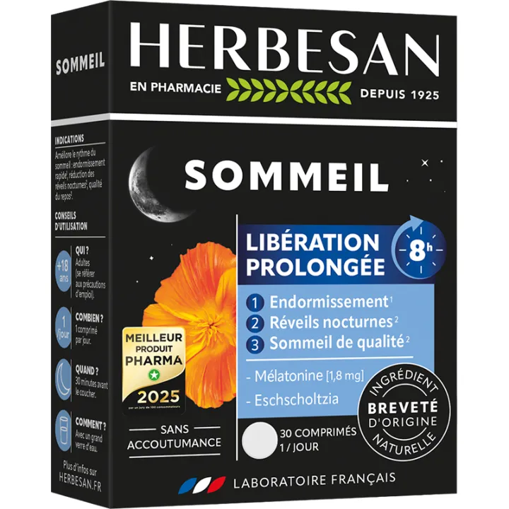 Herbesan Noctaphyt LP 8h Sommeil – 30 comprimés