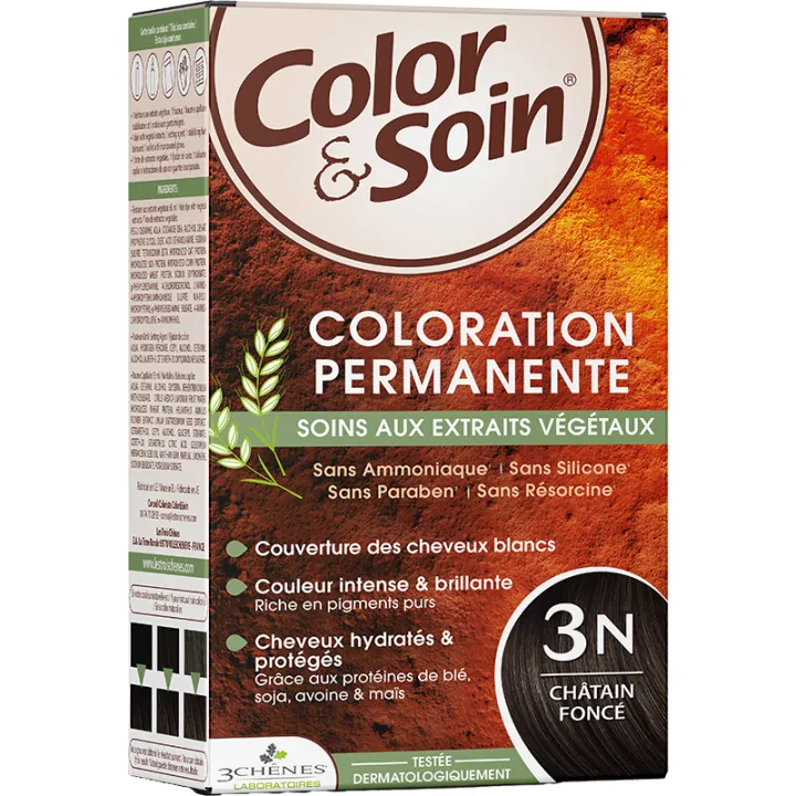 3 Chênes Color & Soin Coloration Permanente 3N Châtain Foncé - Cheveux Bruns & Marrons