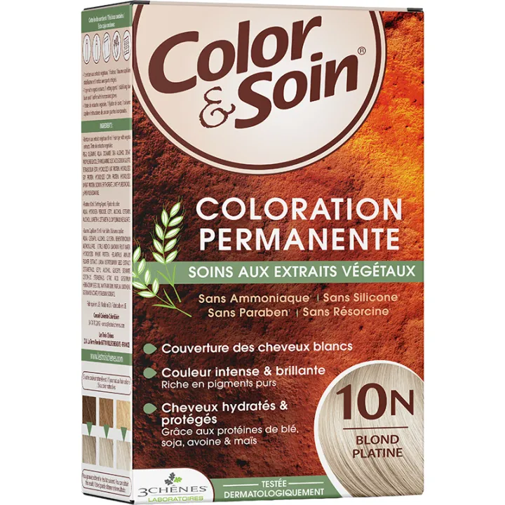 3 Chênes Color & Soin Coloration Permanente Cheveux Blonds 10N Blond Platine