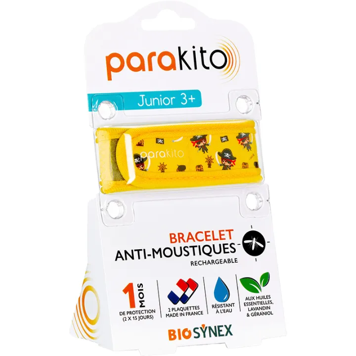 Parakito Bracelet Anti-Moustiques Rechargeable Junior 3+ - Motif Pirates