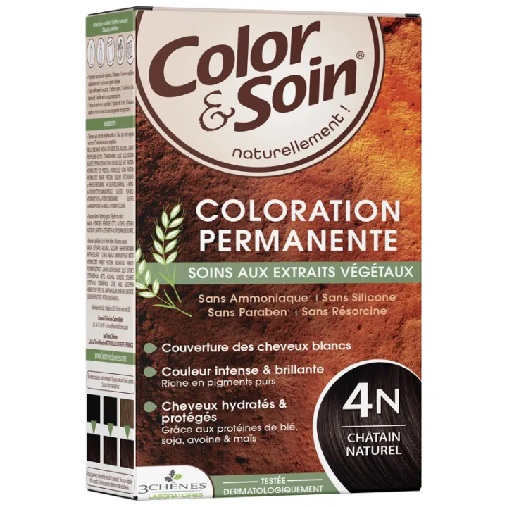 3 Chênes Color & Soin Coloration Permanente 4N Châtain Naturel - Cheveux Bruns & Marrons