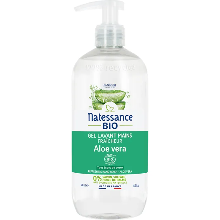 Natessance Gel Lavant Mains Fraîcheur Aloe Vera Bio 500 ml