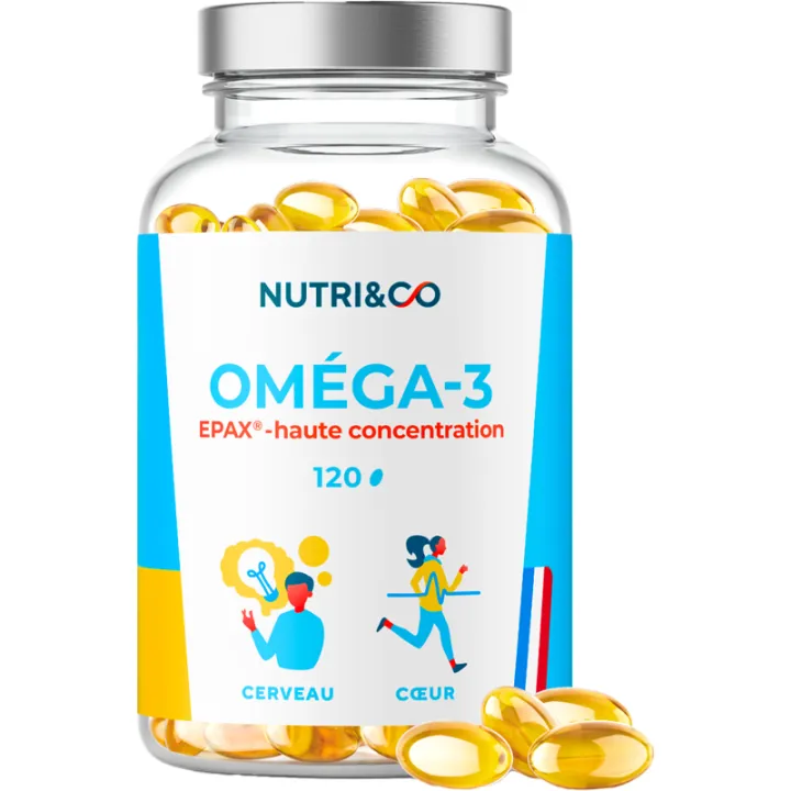 Nutri&Co Omega-3 EPA & DHA Huile de Poisson EPAX - Boite de 120 gelules
