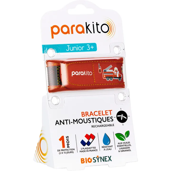 Parakito Bracelet Anti-Moustiques Rechargeable Junior 3+ - Motif Pompier