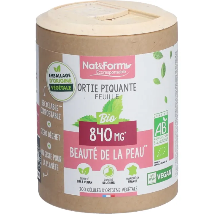 Nat & Form Ortie Piquante Feuille Bio 200 Gélules Végétales