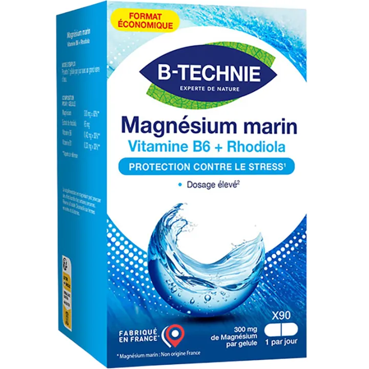 Magnésium Marin B6 Rhodiola 90 Gélules Biotechnie