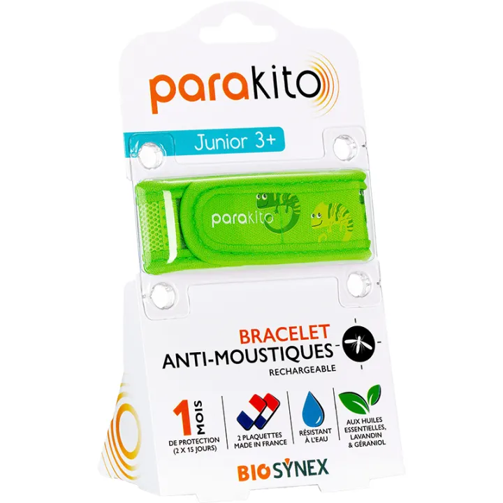 Parakito Bracelet Anti-Moustiques Rechargeable Junior 3+ - Motif Cameleon