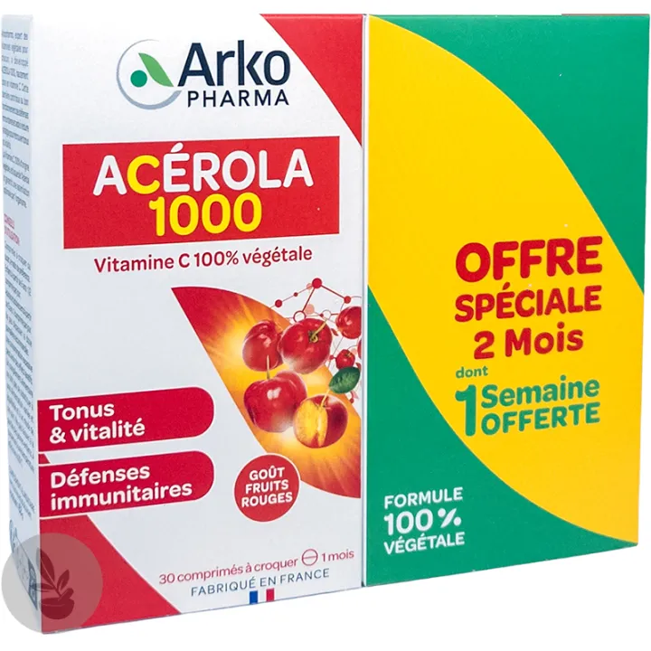 Arkopharma Acérola 1000 Vitamine C Naturelle Lot de 2 x 30