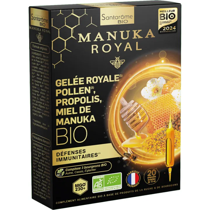 Santarome Gelée Royale Pollen Propolis Miel de Manuka – 20 ampoules de 10 ml