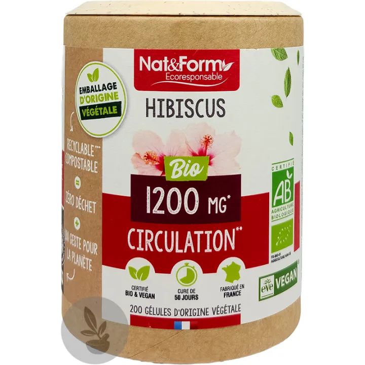 Nat & Form Hibiscus Bio 200 Gélules Végétales