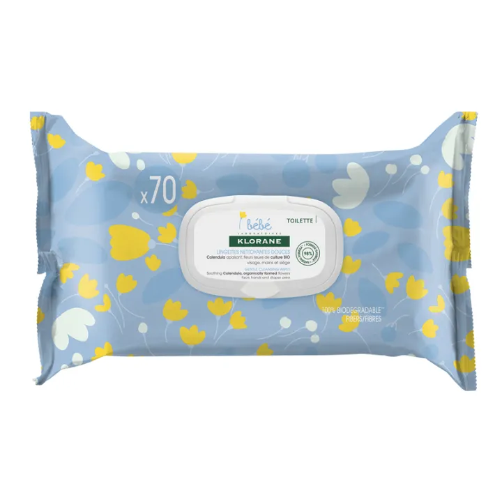 KLORANE Bébé Lingettes Nettoyantes Douceur 70 lingettes
