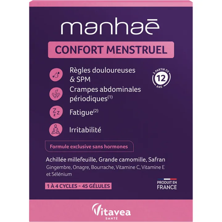 Vitavea Manhaé Confort Menstruel Règles Douloureuses & SPM 45 gélules