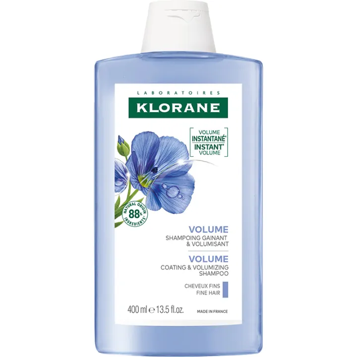 Klorane Volume Shampoing au Lin – Gainant & Volumisant 400 ml