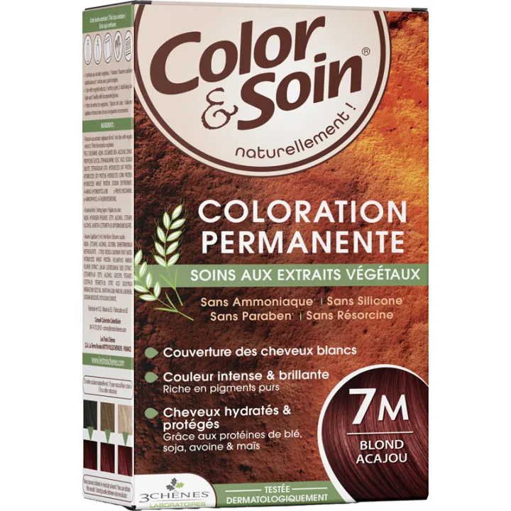 3 Chênes Color & Soin Coloration Permanente 7M Blond acajou Rouges & Cuivrés