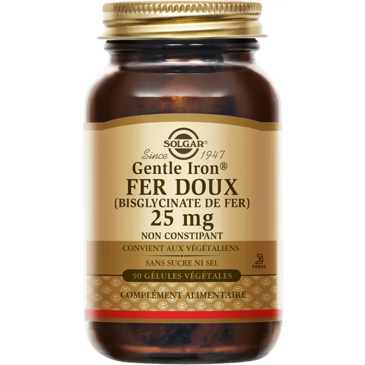 Solgar Gentle Iron Fer doux 25 mg 90 gélules