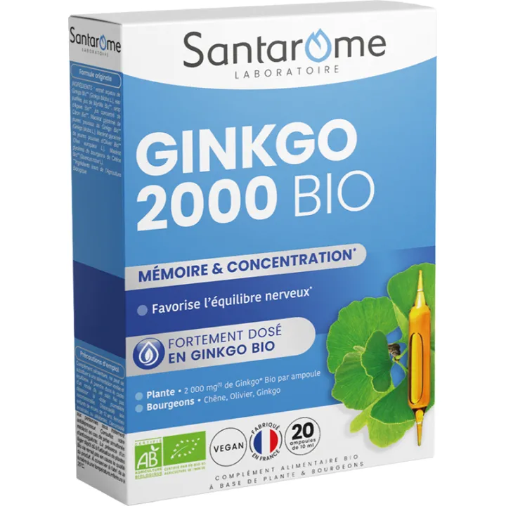 Santarome Ginkgo Bio 2000 – 20 ampoules de 10 ml