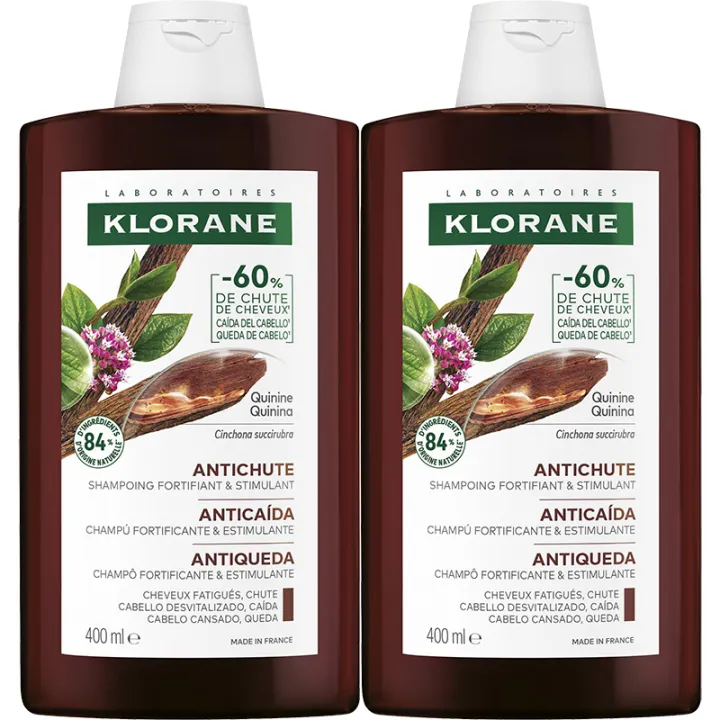 Klorane Antichute Shampoing Quinine & Edelweiss Bio - Lot 2 x 400 ml