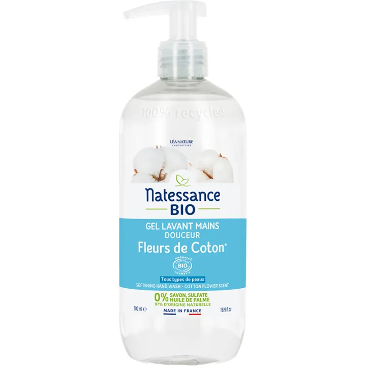 Natessance Gel Lavant Mains Douceur Fleurs de Coton Bio 500 ml