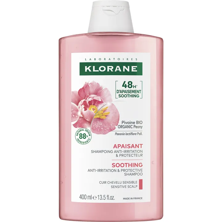 Klorane Apaisant Shampoing à la Pivoine Bio – Cuir Chevelu Sensible 400 ml