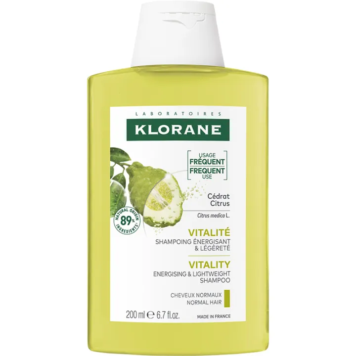 Klorane Vitalité Shampoing au Cédrat – Énergisant & Légèreté 200 ml