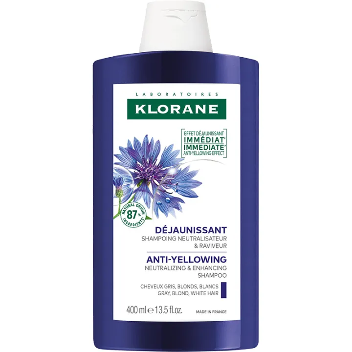 Klorane Déjaunissant Shampoing Neutralisateur à la Centaurée Bio 400 ml