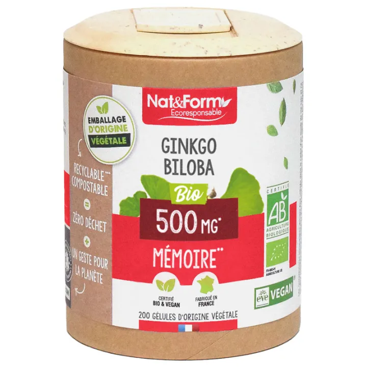Ginkgo biloba Bio 200 gélules Nat & Form