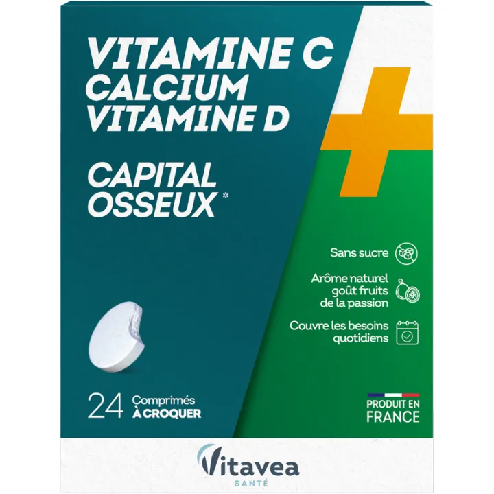 Vitavea Vitamine C + Calcium + Vitamine D Capital Osseux 24 comprimés à croquer